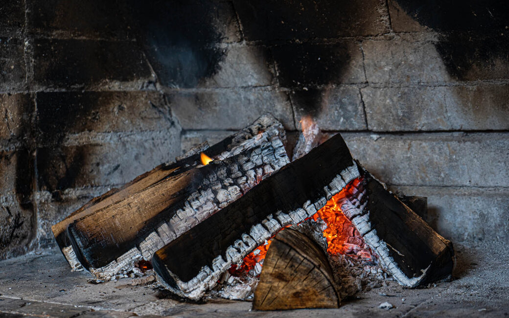 Flame and logfire in the fireplace