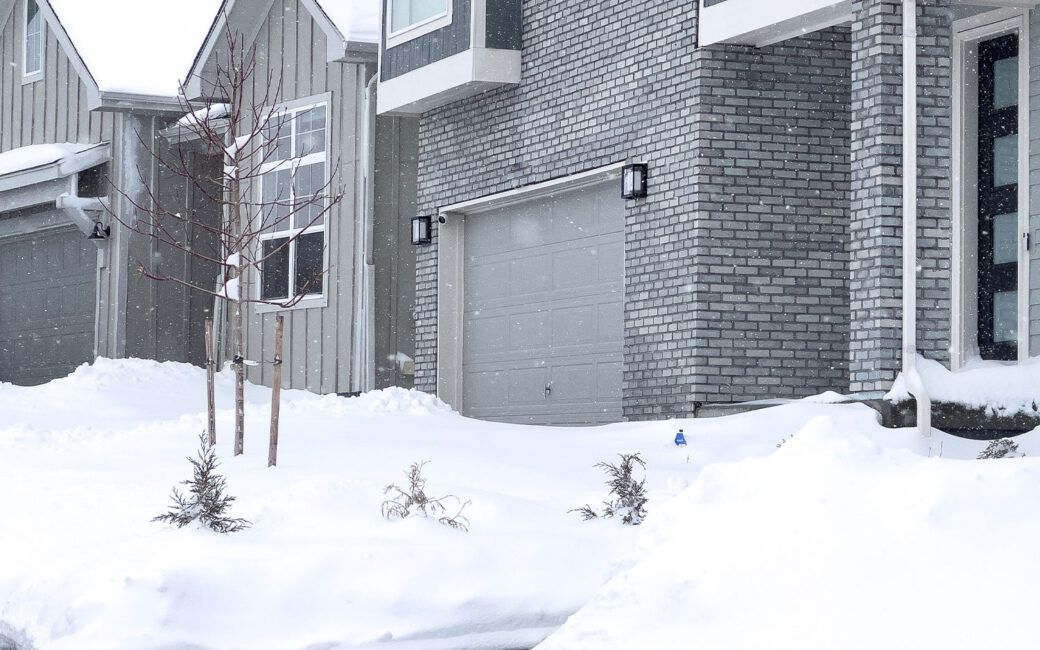 Front of house in the snow